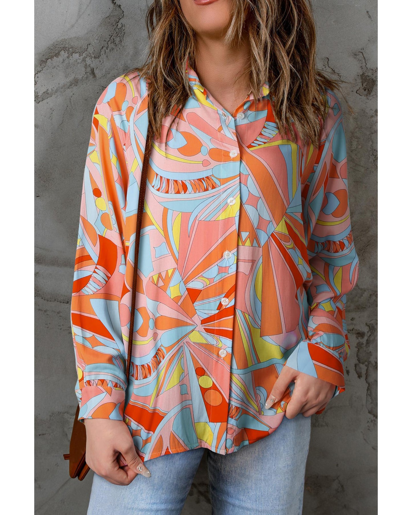 Azura Exchange Abstract Geometric Print Oversized Shirt - M