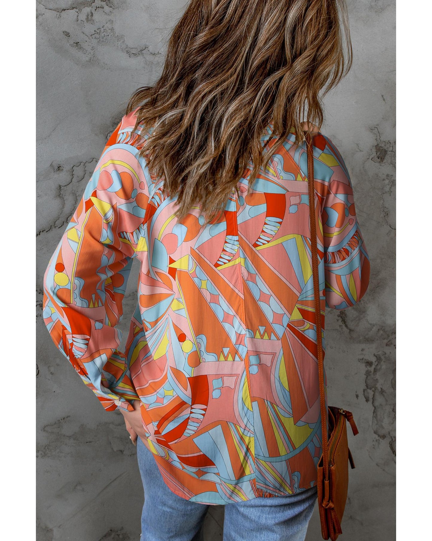 Azura Exchange Abstract Geometric Print Oversized Shirt - S