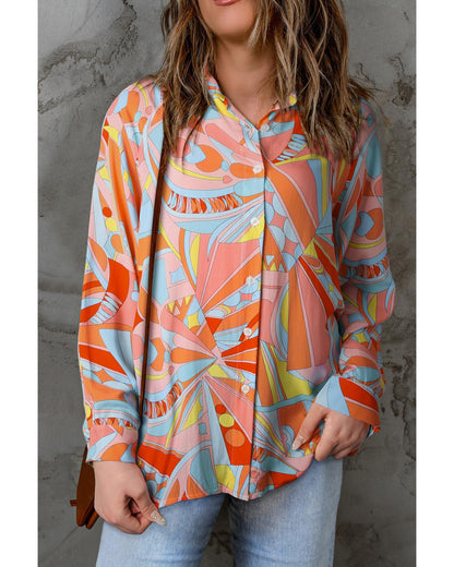 Azura Exchange Abstract Geometric Print Oversized Shirt - XL