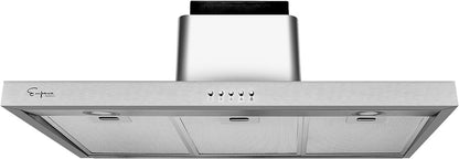 Empava 90cm Wall Mount Range Hood with Push Button Controls - Ducted Exhaust Kitchen Vent - 3 Speed Fan - Permanent Filter - LEDs Light in Stainless Steel