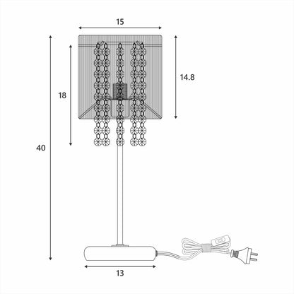 Emilia Table Lamp with Acrylic Drops - Grey Shade