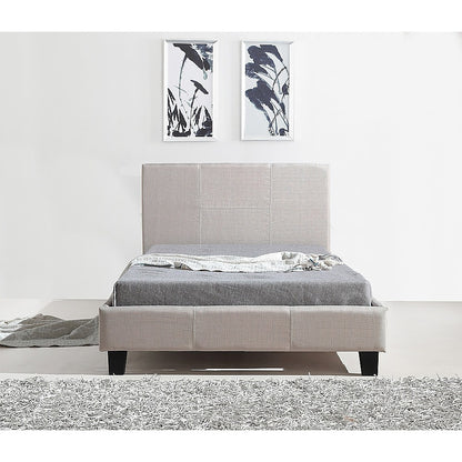 King Single Linen Fabric Bed Frame Beige