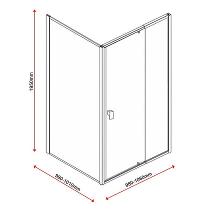 Semi Frameless Shower Screen (98~106)x 195cm & (98~101)x 195cm Side AS/NZS Glass