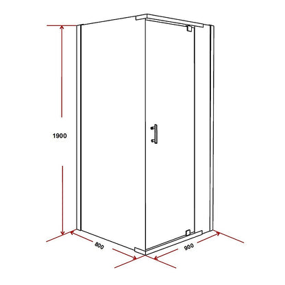 Shower Screen 900x800x1900mm Framed Safety Glass Pivot Door By Della Francesca