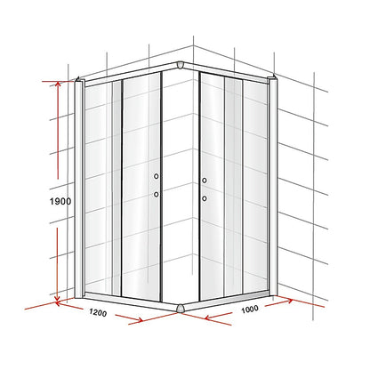 1200 x 900mm Sliding Door Nano Safety Glass Shower Screen By Della Francesca