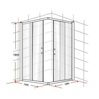 1200 x 1000mm Sliding Door Nano Safety Glass Shower Screen By Della Francesca