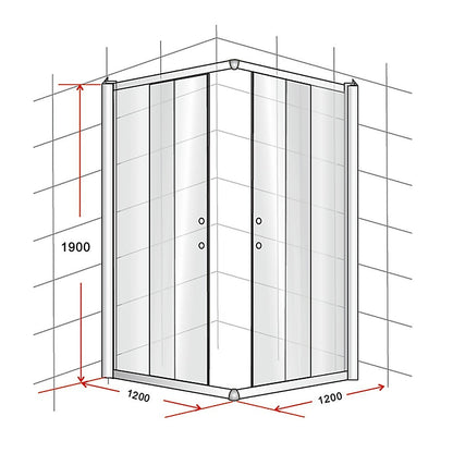 1200 x 1200mm Sliding Door Nano Safety Glass Shower Screen By Della Francesca