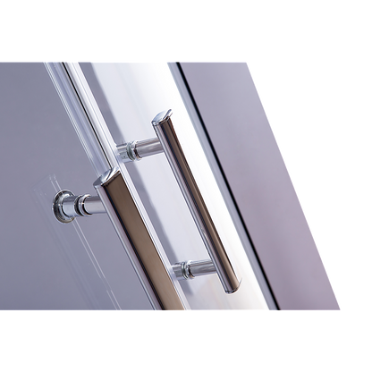 90 x 90cm Chrome Rounded Sliding 6mm Curved Shower Screen with Black Base