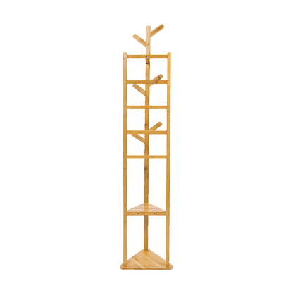 Clothes Coat Rack Garment Stand Shelf Wooden Tree Hanger Bag Hat Hook Holder