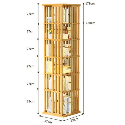 360 Rotating Bookshelf Bamboo Storage Display Rack Shelving in Wood