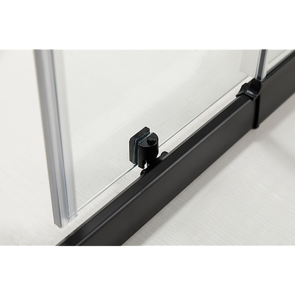 Adjustable 1200x1100mm Double Sliding Door Glass Shower Screen in Black