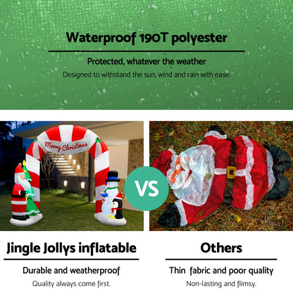 Jingle Jollys Christmas Inflatable Santa Archway 3M Outdoor Decorations Lights